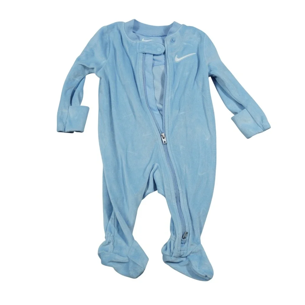 Nike Baby Boy 3M Velour Footed Sleeper Bodysuit and Pants Set Blue Teal 3 Piece